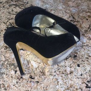 Black Suede stiletto with straps